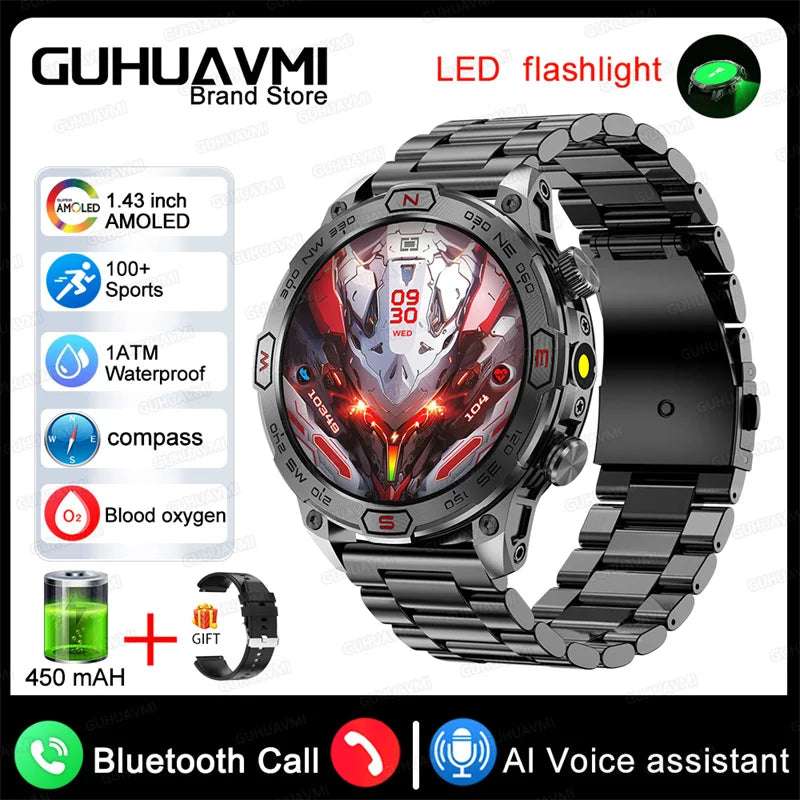 Stainless Steel Waterproof Android Round Shaped Bluetooth Smartwatch