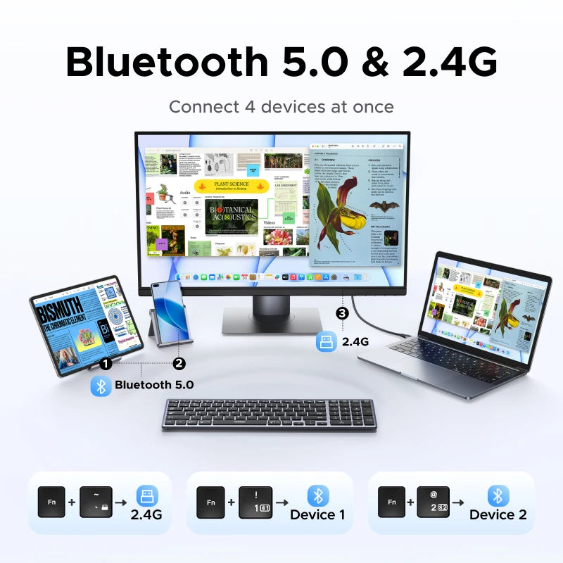 Ugreen 99 Keys USB Rechargeable Bluetooth Wireless Keyboard