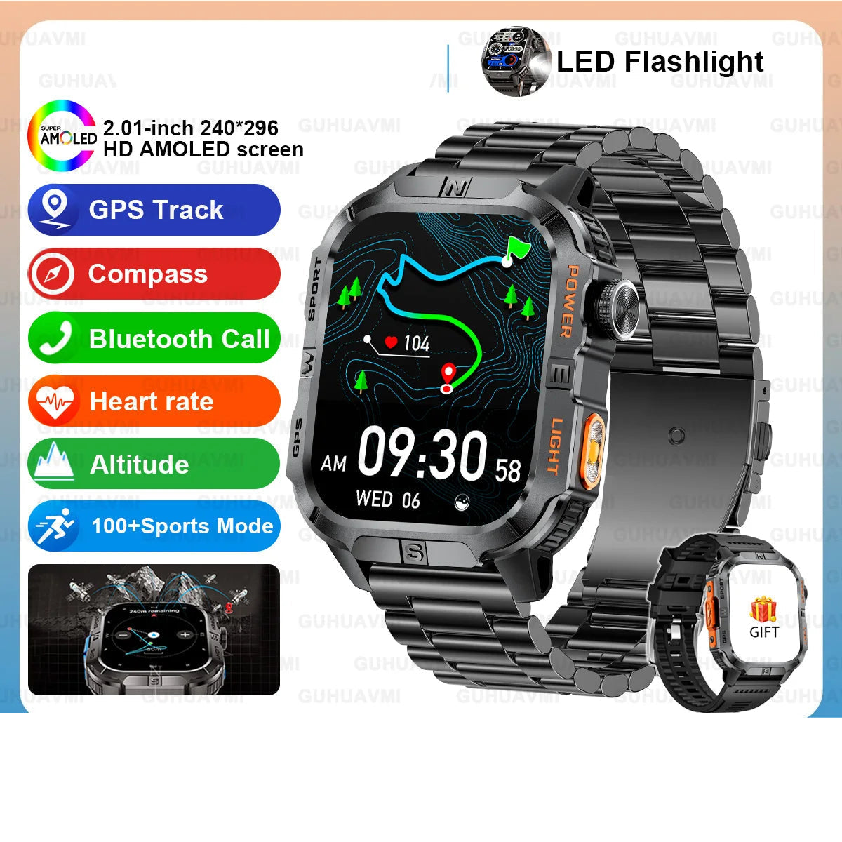 Alloy Waterproof Android Square Shape On-Wrist Smartwatch