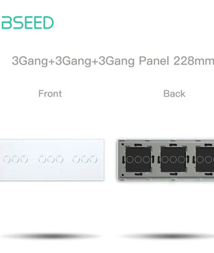 Bseed 10A Alloy 3 Gang Crystal Glass Panel Wall Light Touch Switch