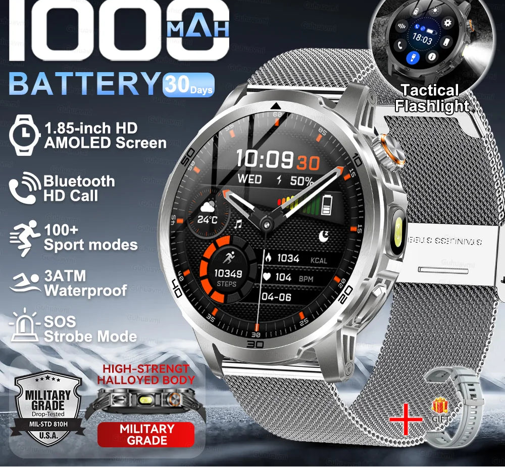 Steel 128MB Waterproof Android Round Shape On-Wrist Smartwatch
