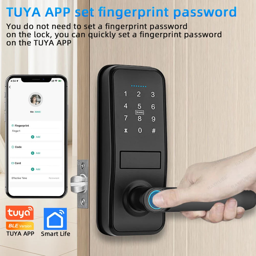 Aluminium Alloy Fingerprint Bluetooth Reversible Handle Door Lock