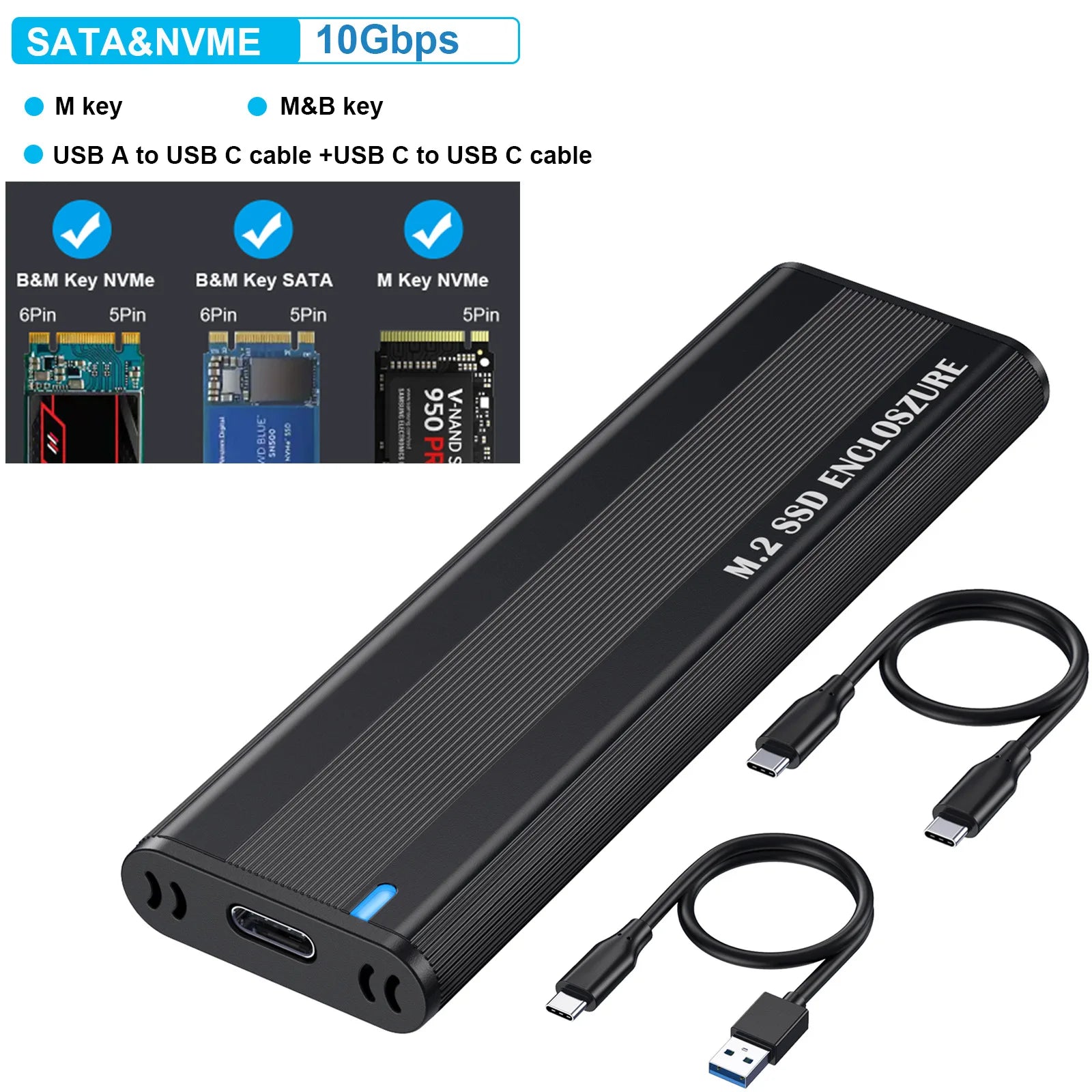 10Gbps M.2 NVMe High Speed External Case Adapter SSD Enclosure