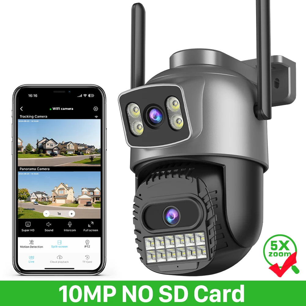 IP66 20MP Wifi Four Lens 10X Zoom Surveillance Camera
