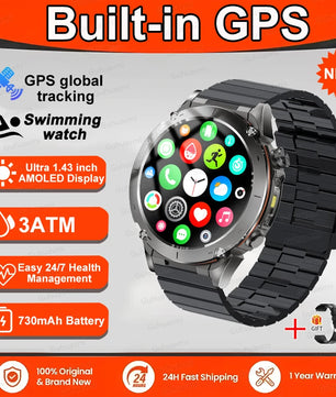 Fine Steel Waterproof Android Round Shaped Bluetooth Smartwatch