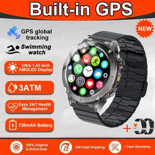 Fine Steel Waterproof Android Round Shaped Bluetooth Smartwatch