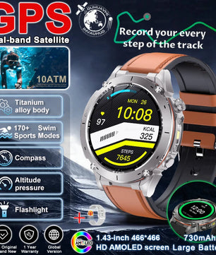 Fine Steel Waterproof Android Round Shaped Amoled Screen Smartwatch
