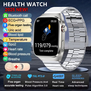 Fine Steel Waterproof Android Square Shaped Bluetooth Smartwatch
