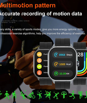 Silica Gel Waterproof Heart Rate Tracker Android Square Smartwatch