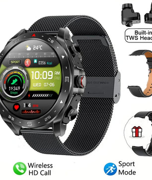 2-In-1 Silica Gel Bluetooth Earphones With Round Smartwatch