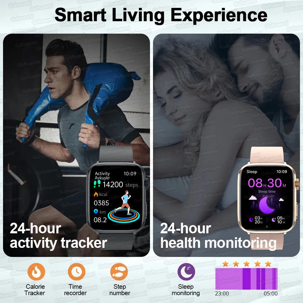 Rubber Waterproof Android Square Shaped Amoled Screen Smartwatch
