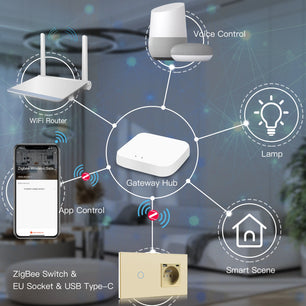 Bseed 10A Alloy 3 Gang Touch Switch With Single Wall Socket