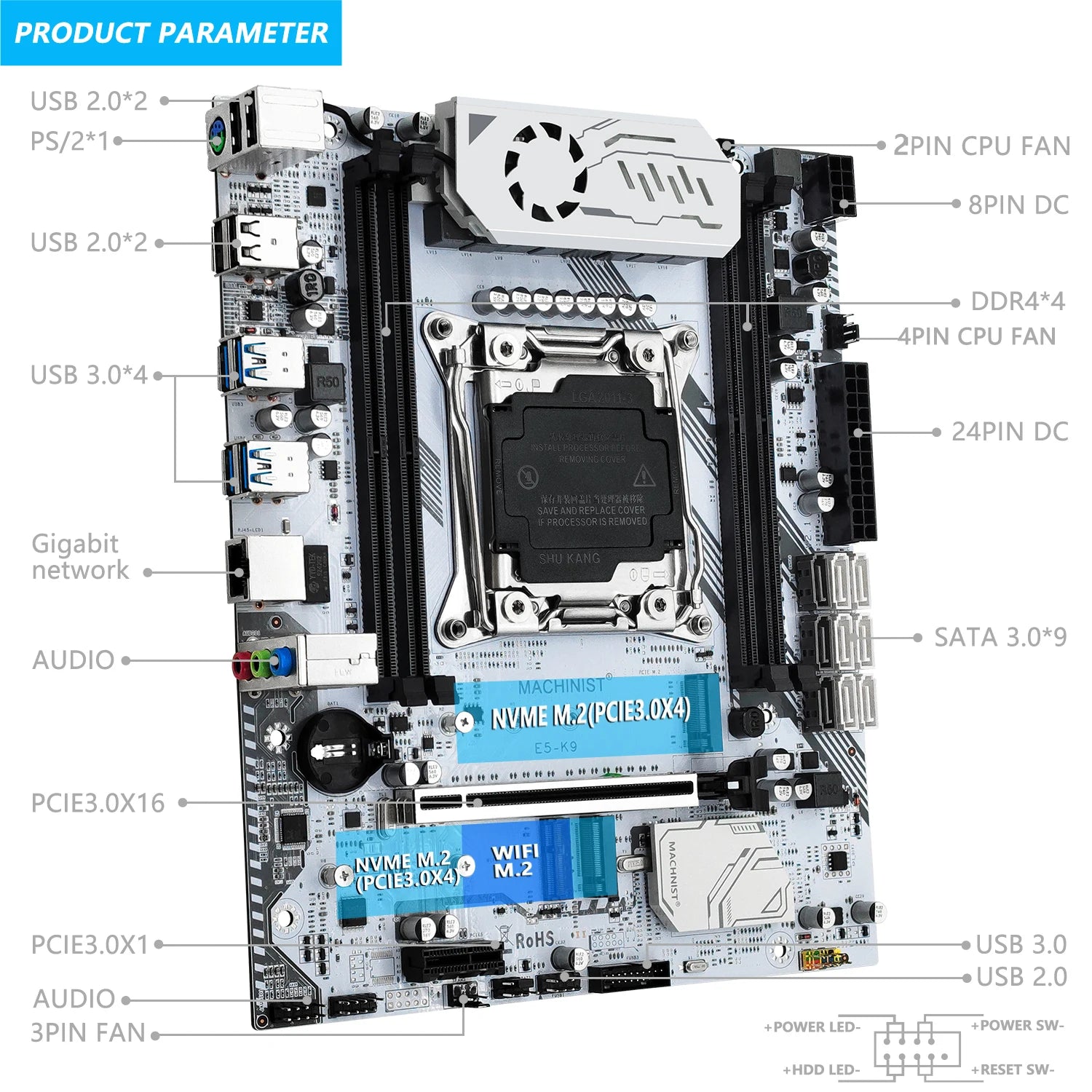32GB RAM LGA 2011-3 Intel Xeon E5 2683 V4 Desktop Motherboard