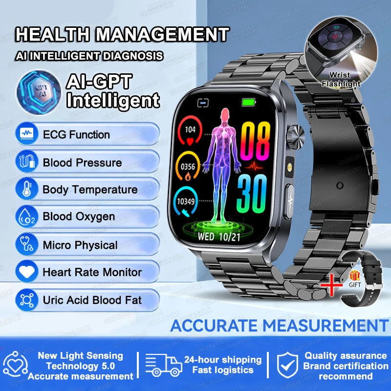 Fine Steel Waterproof Android Square Shape On-Wrist Smartwatch