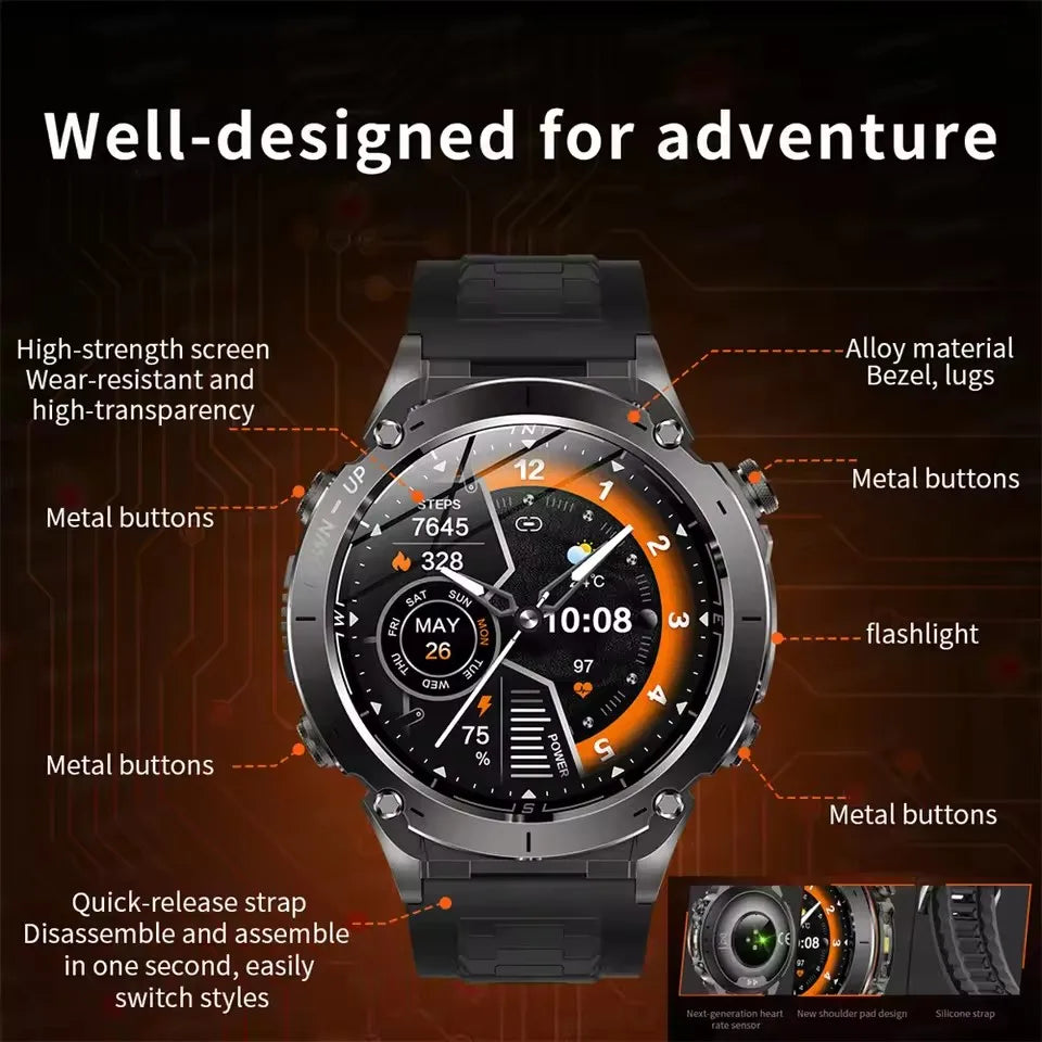 Fine Steel Waterproof Distance Tracker Round Shaped Smartwatch