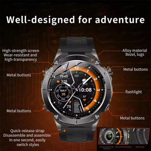 Fine Steel Waterproof Distance Tracker Round Shaped Smartwatch