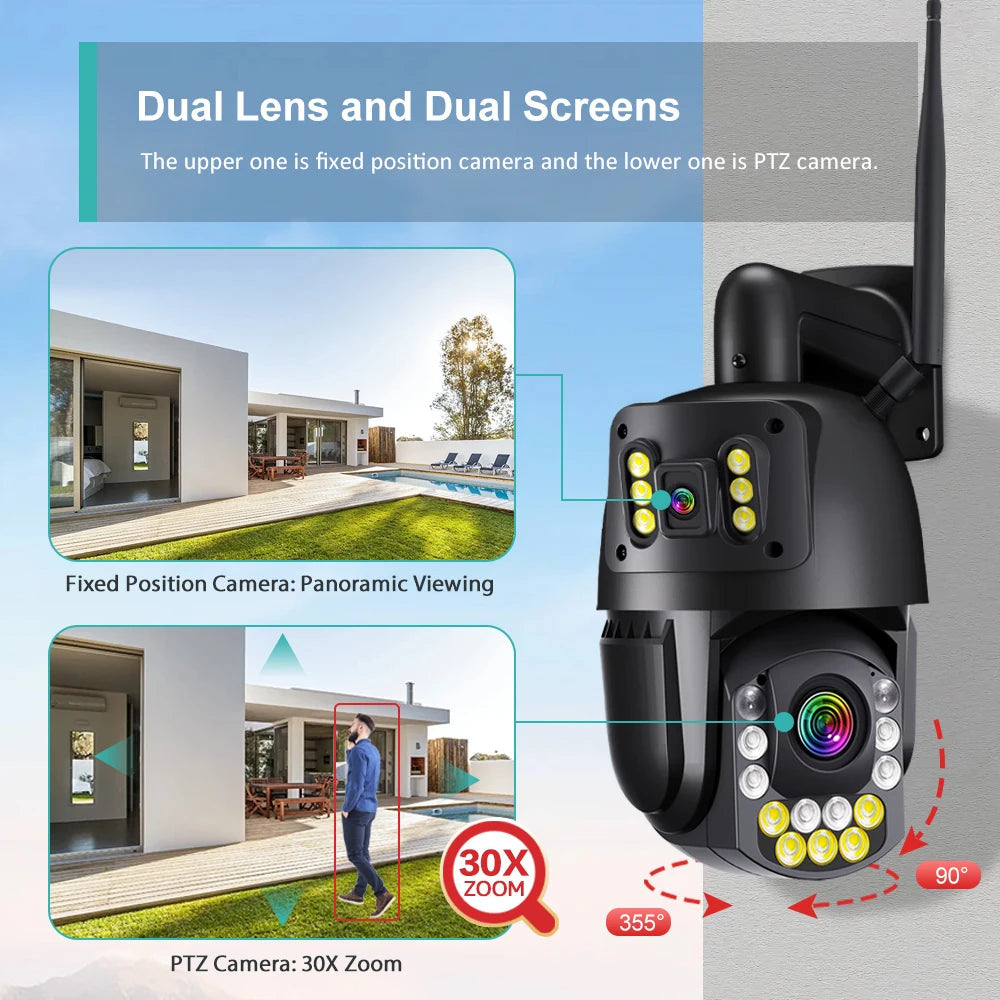 Boavision 8MP WIFI 4G Dual Lens Night Vision Security Camera