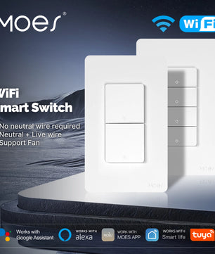 MOES Tuya WiFi Smart Wall Button Switch with Alexa Google