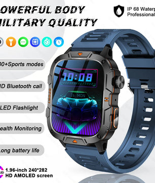 Fine Steel Waterproof Android Square Shaped Amoled Screen Smartwatch