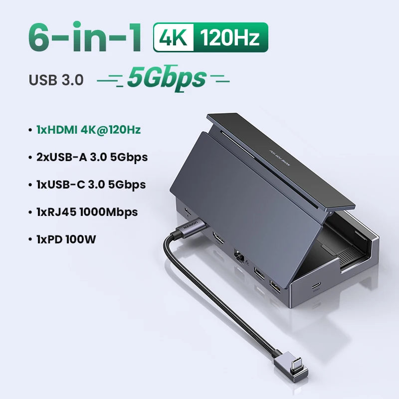Ugreen 6-IN-1 Metal Type-C Hub Steam Deck Docking Station