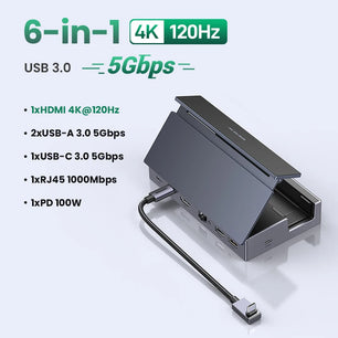 Ugreen 6-IN-1 Metal Type-C Hub Steam Deck Docking Station