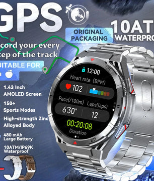 Waterproof AMOLED Display Android GPS Round Shape Smartwatch