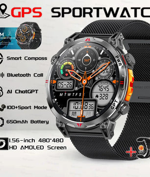 Steel Android Round Shape Waterproof On-Wrist Smartwatch