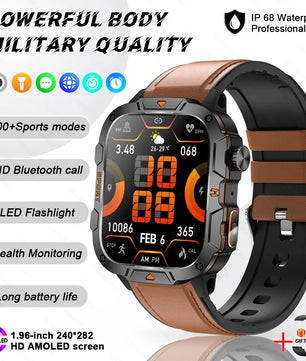Fine Steel Waterproof Android Square Shaped Amoled Screen Smartwatch