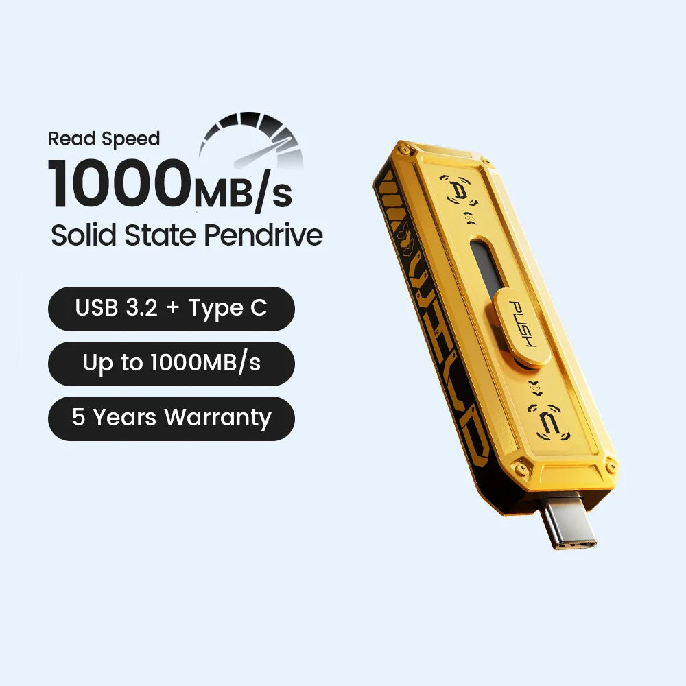 2TB Metallic USB 3.2 Rectangle Shaped Memory Stick Pen Drive