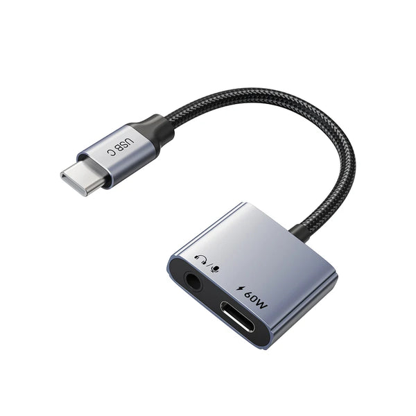 Aluminum Alloy USB C Headphone & Charger 2-IN-1 Adapter For Xiaomi