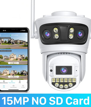 IP66 15MP 5G Wifi Three Lens Surveillance Dome Camera