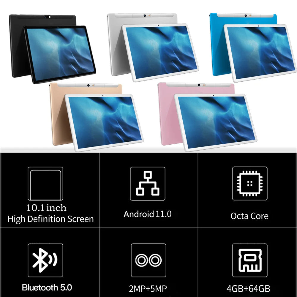 5000mAh 4GB RAM 64GB ROM 10.1 Inches Touch Android 11.0 Tablet
