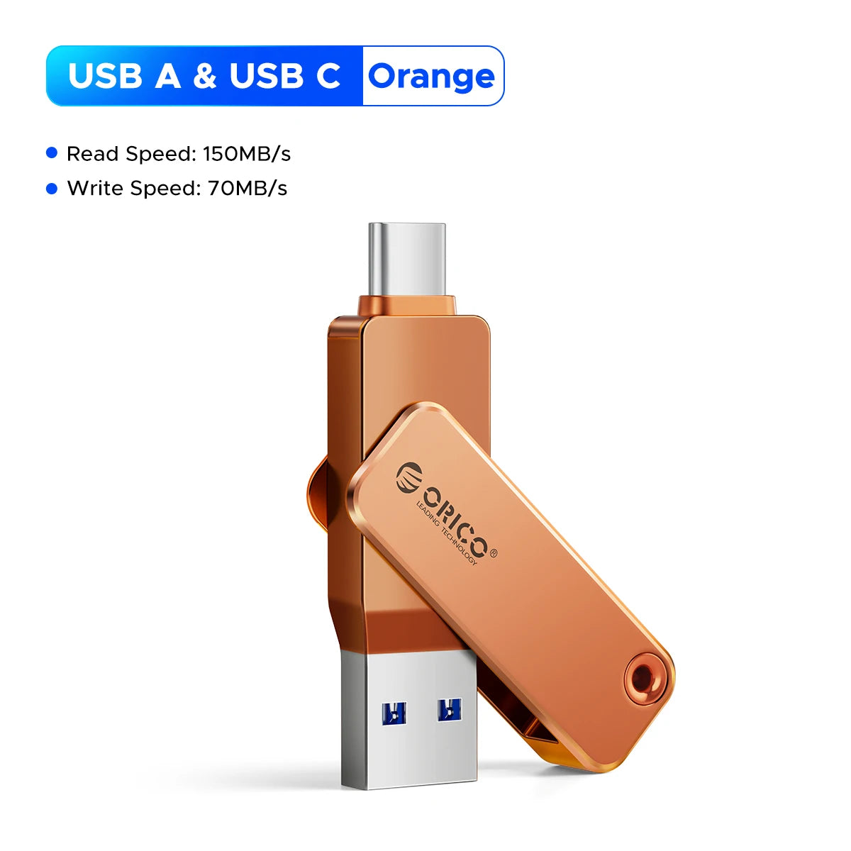 Orico 150MB/s Gen 1 Dual USB-C & USB-A Mini Thumb Drive