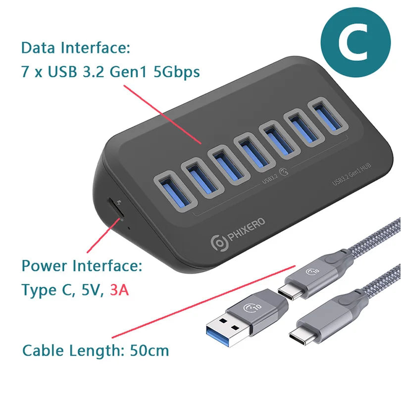 USB 3.2 Type C USB 3.0 Adapter Docking Station with SD Card for Laptop PC