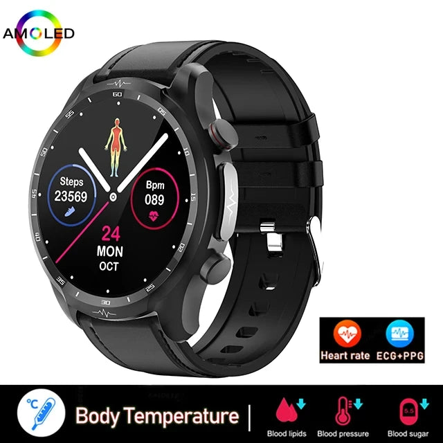 Alloy Waterproof Android Non-Invasive Round Shape Smartwatch