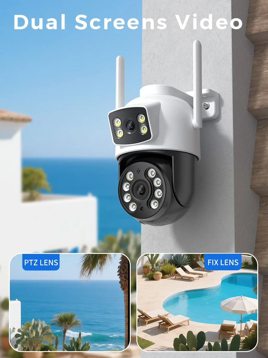 IP66 8MP 30m Dual Screens CCTV Night Vision Human Detection Camera