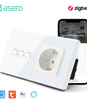 Bseed 16A Alloy 3 Gang Crystal Glass Panel Wall Light Touch Switch