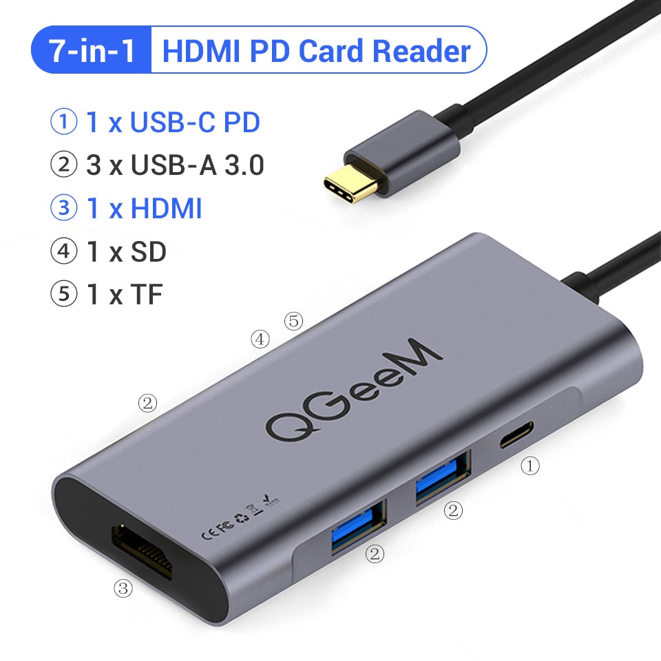 8-IN-1 USB 3.1 Card Reader HDMI USB Splitter Docking Station Hub
