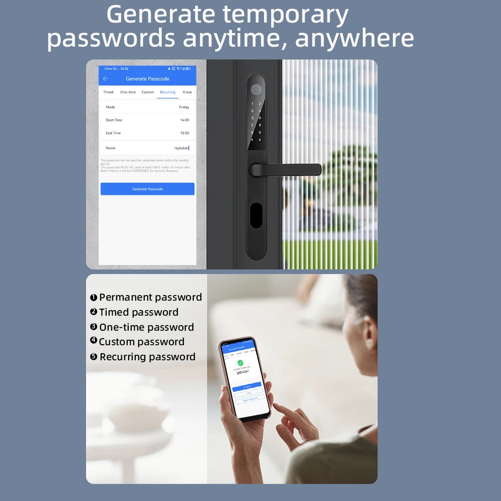 Aluminium Alloy Waterproof Bluetooth Reversible Handle Door Lock