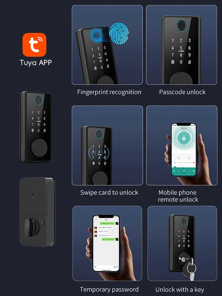 Zinc Alloy Fingerprint Bluetooth Deadbolt Reversible Password Lock