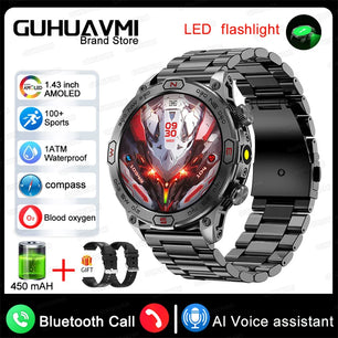 Stainless Steel Waterproof Android Round Shaped Bluetooth Smartwatch