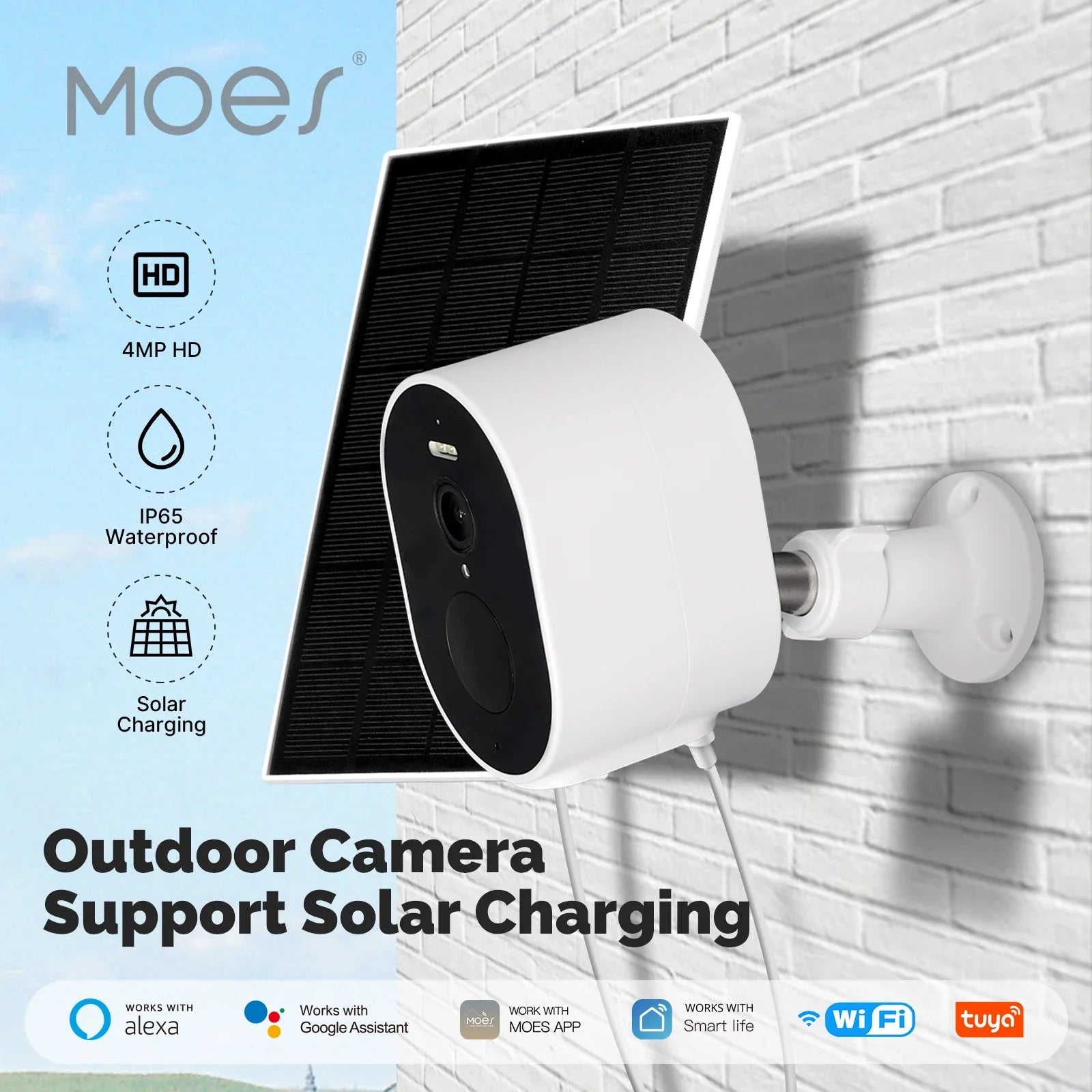 Moes 5200mAh WiFi 4MP HD Waterproof Smart Security Camera