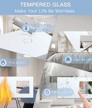 Bseed 10A Alloy 3 Gang Touch Switch With Double Wall Socket