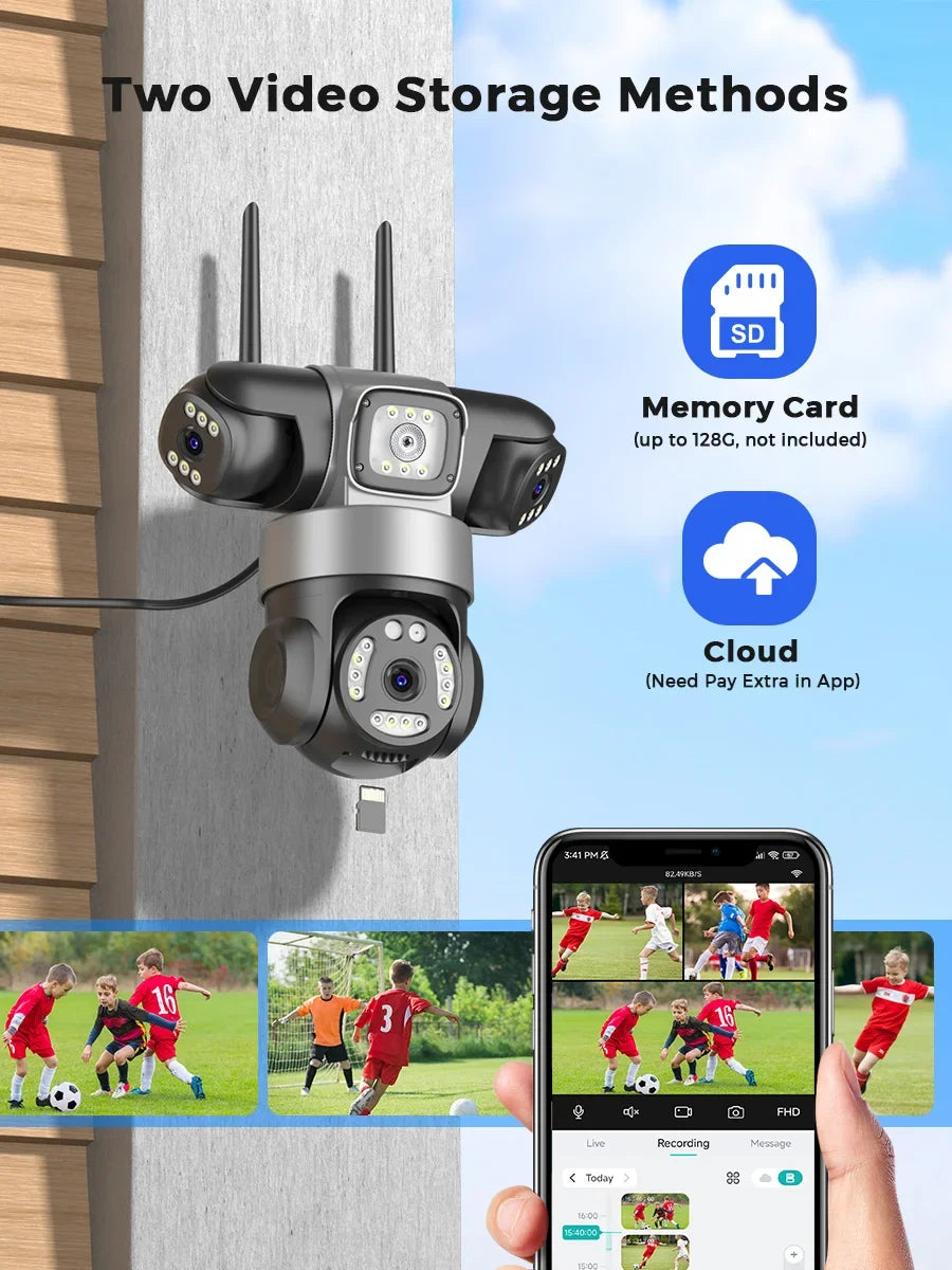 12MP 6K Three Lens Waterproof 360° Surveillance Camera