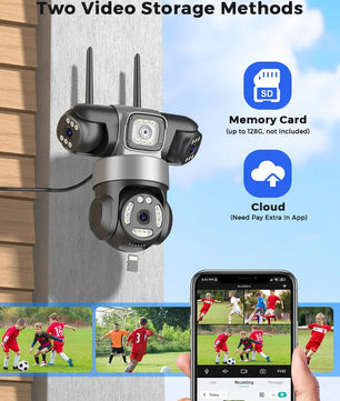 12MP 6K Three Lens Waterproof 360° Surveillance Camera