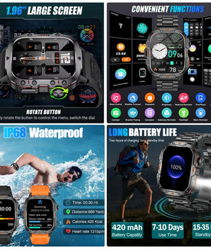 Fine Steel Waterproof Android Square Shaped Amoled Screen Smartwatch