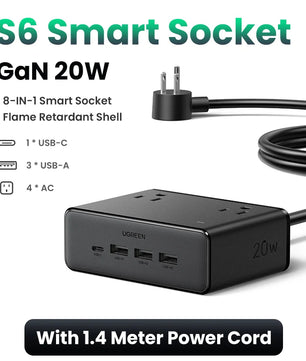 Ugreen 8 IN 1 Power Strip US Plug 4 AC Outlets Fast Charger