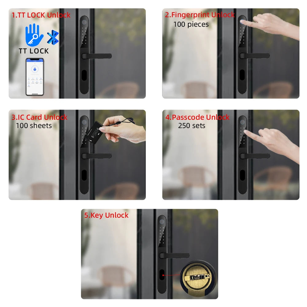 Aluminium Alloy Waterproof Bluetooth Reversible Handle Door Lock