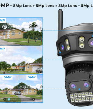 Plastic 9MP IP66 Waterproof 4 Lens Zoom 5G Dome Camera