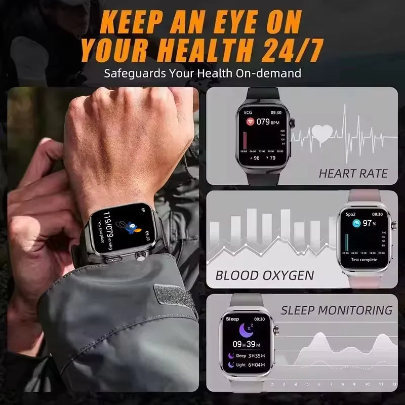 Fine Steel Waterproof Android Square Shaped Bluetooth Smartwatch